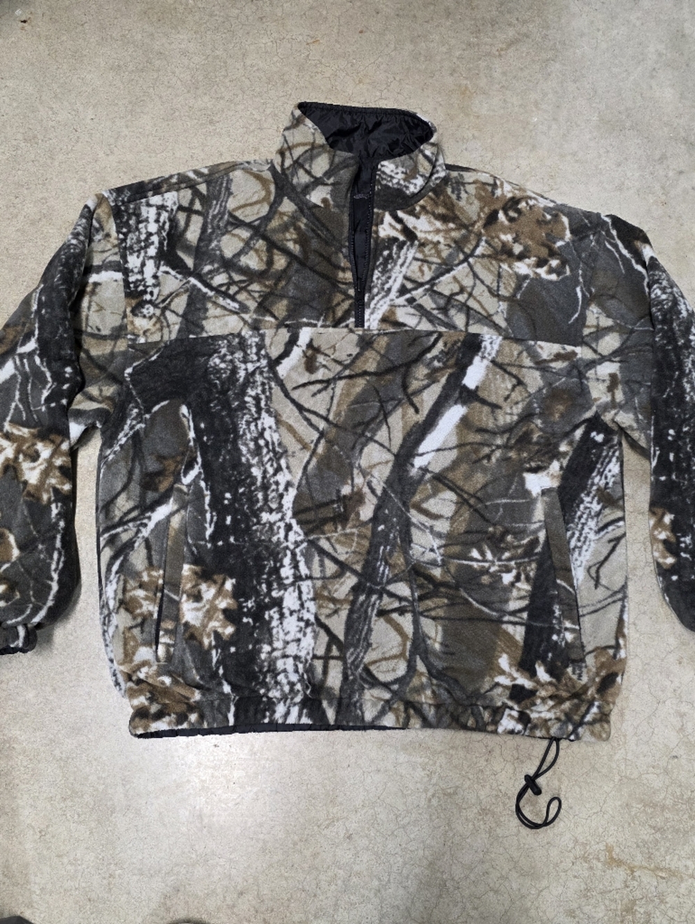 Duxbak Reversable Camo Fleece Quarter-Zip Pullover - Brown Green Black Mens Medi